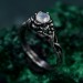 Bohemian Moonstone Lotus Ring - Unique Botanical Design