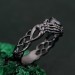 Celtic Knot Blue Topaz Fantasy Ring with Skeleton Hand Design - Gothic Engagement Jewelry