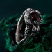 Garnet Serpent Ring with Vintage Dragon Scale Design