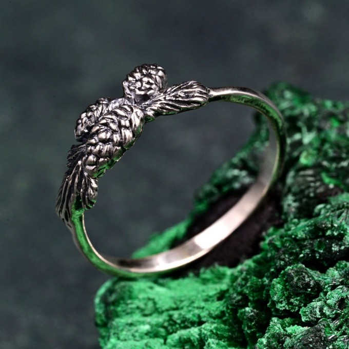 Gothic Silver Ring with Thistle-Inspired Design
