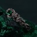 Emerald Blossom Silver Elegance – Dainty Floral Twig Accent Ring, Nature's Elegant Silver Bloom with Flower on Silver Twig