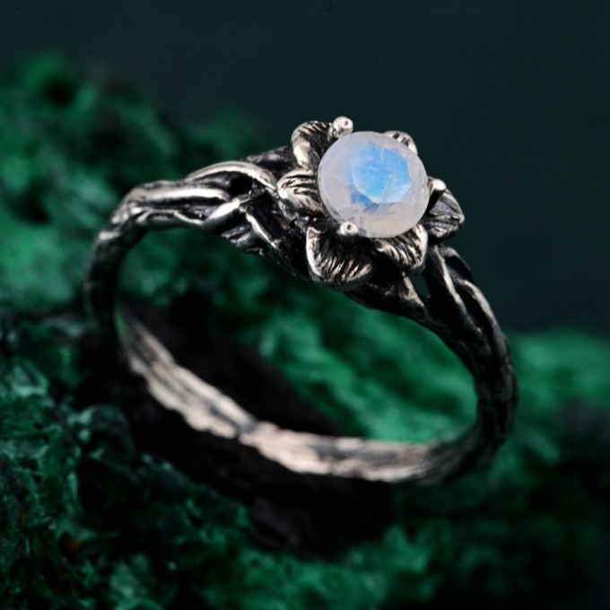 Blossom Twig Ring - Enchanted Forest and Woodland Whispers Design