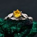 Sylvan Citrine Engagement Ring – Silver Nature-Inspired Band, Elven Leaf Design, Woodland Aesthetic Jewelry for Her