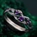 Amethyst Silver Twig Engagement Ring - Unique Dainty Leaf Design for Women