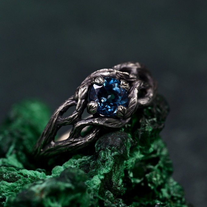 Silver Forest Bark Ring: Unique Rustic Tree Texture