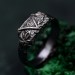 Vintage Triquetra Forest Ring – Nature-Inspired Silver Wedding Ring, Mystical Elven Jewelry with Celtic Knotwork Accent