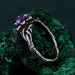 Garnet Blossom Twig Ring with Whimsical Vine Design
