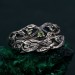 Elegant Silver Peridot Ring Set – Unique Tree-Inspired Wedding Bands for Couples