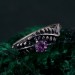 Amethyst Fern Branchlet Ring - Graceful Twig and Fern Woodland Band