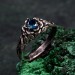 Bloom of Dusk: Gothic London Blue Topaz Rose Ring