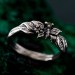 Unique Peridot Twig Engagement Ring - Nature-Inspired Sterling Silver Design with Butterfly