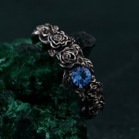 Blossom Silver Ring, Nature's Elegance Silver Ring, Floral Twig Accent Ring, Dainty Branch Delight Ring, Flower on Silver Twig Ring