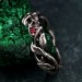 Garnet Twig Silver Ring with Dainty Branch and Petite Leaf Design