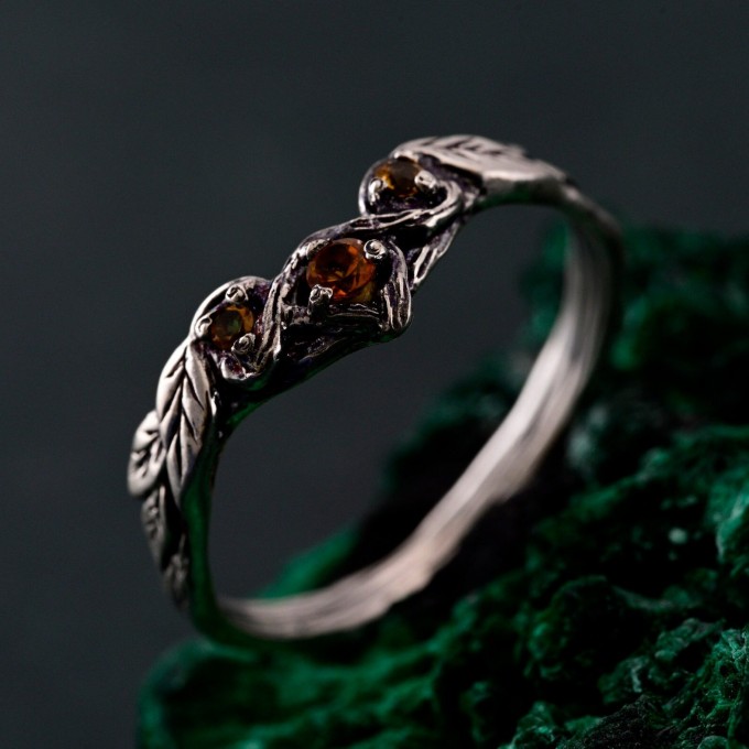 Silver Forest Chevron Wedding Band: Nature-Inspired Wooden Harmony