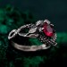 Elegant Ruby Serpent Ring – Mythical Silver Dragon Design, Unique Artisan Jewelry