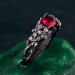 Crimson Blossom: Gothic Sterling Silver Ring with Radiant Ruby