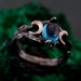 Silver Moon Phase Ring with Blue Gemstone: Enchanted Forest Bohemian Wedding Band