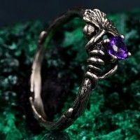 Boho Chic Silver Ring, Silver Twig and Ginkgo Biloba Leaf Engagement Ring, Woman Elvish Nature Bridal Ring