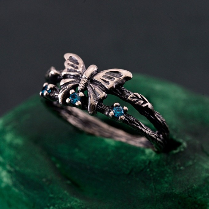 Sterling Silver Butterfly Ring - Whimsical Fairy Garden Jewelry