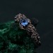 Topaz Blossom Silver Ring – Nature's Elegance Silver Ring, Floral Twig Accent Ring, Dainty Branch Delight Ring, Flower on Silver Twig Ring