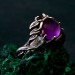 Nature's Grace: Amethyst Cabochon Leaf Ring in Sterling Silver
