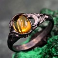 Moonlit Magic Black Witch's Wedding Ring & Woman Wilderness Ring