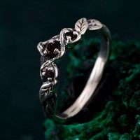 Accent Gold-Plated Silver Ring - Luxurious Handmade Leaf Motif Jewelry, Elegant Gift for Special Occasions