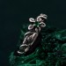 Emerald Blossom Silver Ring with Nature Motif