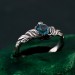 Gothic Silver Ring with Sapphire and Flowing Design