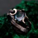 Silver Moon Phase Ring with Blue Gemstone: Enchanted Forest Bohemian Wedding Band