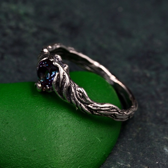 Silver Braided Band Witch Ring: Enchanted Forest Fantasy Engagement Jewelry