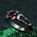 Celestial Silver Moon Ring – Mystic Garnet Lunar Ring, Triple Moon Goddess Ring, Silver Moon Trio, Crescent Goddess Ring, Engagement Ring