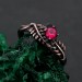 Ruby Fern Branchlet Ring: Whispering Fern Design