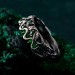 Gothic Silver Ring with Serpent and Emerald Design