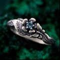 Floral Sterling Silver Ring with Blue Topaz