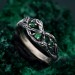Green Emerald Leafy Band – Nature-Inspired Wedding Ring with Minimalist Bohemian DesignGreen Emerald Leafy Band – Nature-Inspired Wedding Ring with Minimalist Bohemian Design