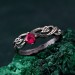 Delicate Twig Engagement Ring with Ruby – Leafy Branch Twisted Wedding Band