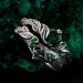 Emerald Silver Twig Ring – Forest-Inspired Leaf Design, Bohemian Green Gemstone Wedding Band, Unique Handcrafted Jewelry