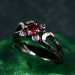 Gothic Silver Ring with Garnet and Moon Phases Design