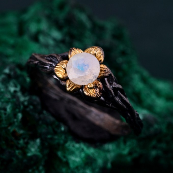 Enchanted Forest Ring - Blossom Twig and Woodland Whispers Design