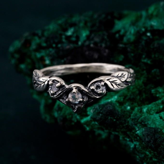 Celestial Petals: Gothic Moonstone Ring