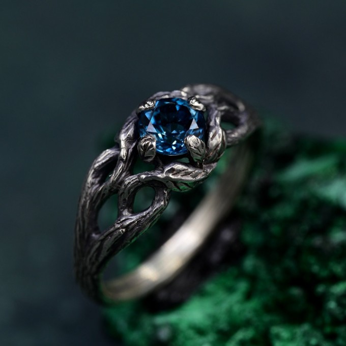 Silver Forest Bark Ring: Unique Rustic Tree Texture