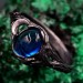 Mystical Witch Wedding Ring - Topaz & Moon-Inspired Leaf Design