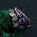 Mystical Amethyst Tree Ring - Enchanted Forest Handcrafted Leafy Silver Engagement Ring