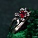 Lunar Trinity Garnet Ring – Triple Goddess Celestial Jewelry