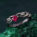 Leafy Branch with Ruby Ring – Nature-Inspired Silver Twig Jewelry