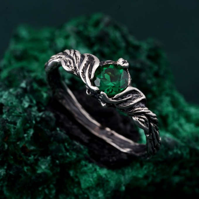 Mystical Darkness Silver Ring - Gothic Elegance Engagement Ring