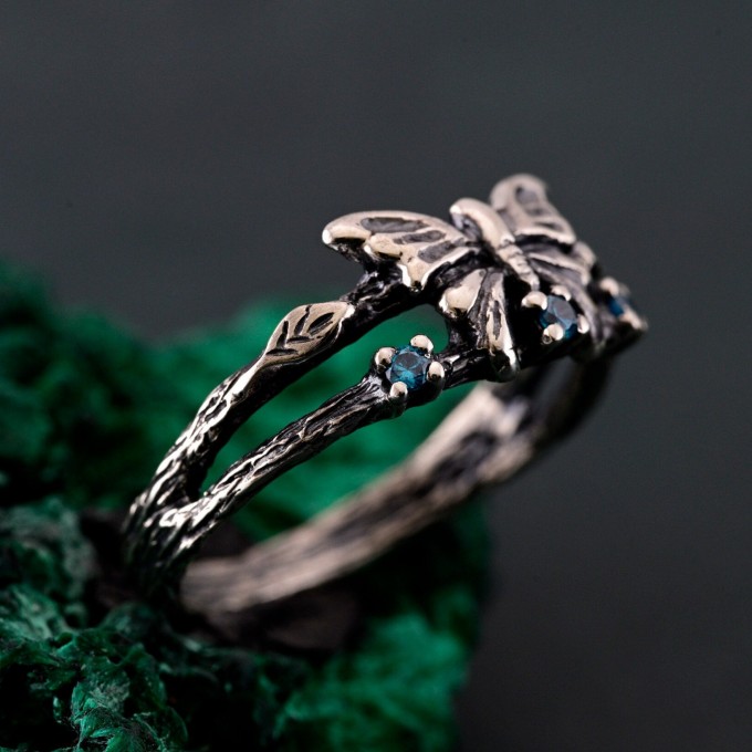 Sterling Silver Butterfly Ring - Whimsical Fairy Garden Jewelry