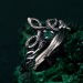 Delicate Leaf Braid with Wood Bark Branch Weave – One-of-a-Kind Silver Fairy Engagement Ring