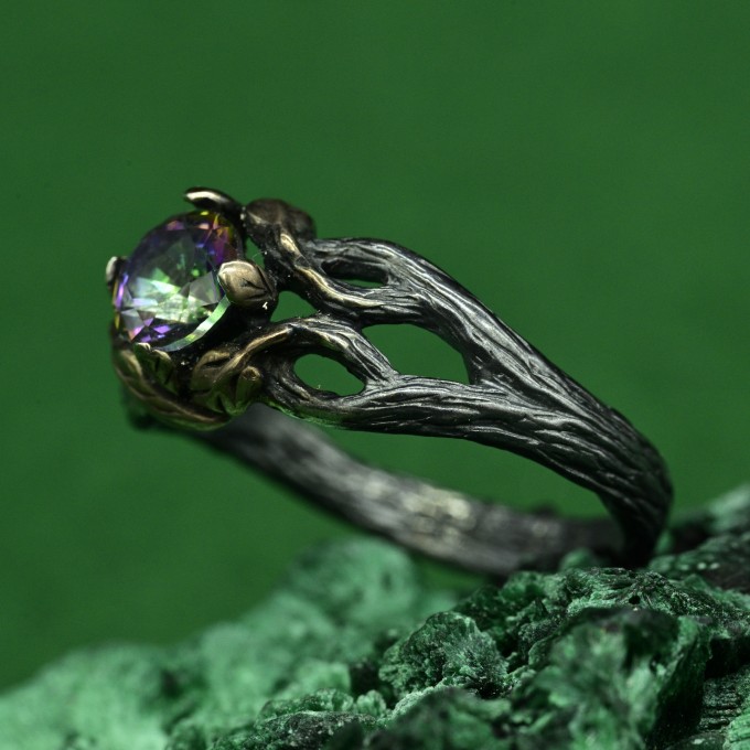 Enchanted Mystic Ring - Artisan Crafted Sterling Silver Twig Band